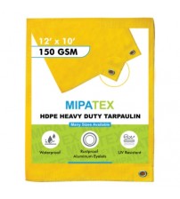 Mipatex Tarpaulin / Tirpal 12 Feet x 10 Feet 150 GSM (Yellow)